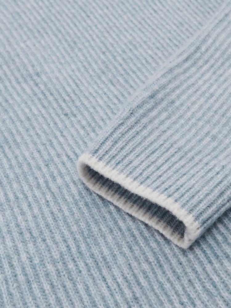 Azul suave - Reiss Crammond Brushed Rib-Knit Crew-Neck Jumper with Wool - Imagem 6 de 6