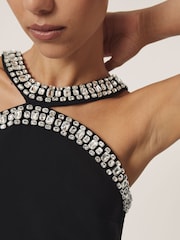 Reiss Black Simone Crystal-Embellished Cut-Out Jumpsuit - Image 3 of 6
