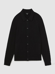 Reiss Black Martley Cable-Knit Cardigan With Wool - Image 2 of 7