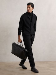 Reiss Black Martley Cable-Knit Cardigan With Wool - Image 5 of 7