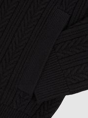 Reiss Black Martley Cable-Knit Cardigan With Wool - Image 7 of 7