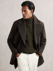 Reiss Dark Olive Green Dartford Cable-Knit Roll-Neck Jumper With Wool - Image 4 of 6