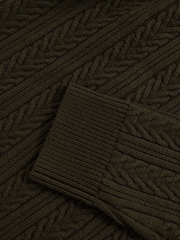 Reiss Dark Olive Green Dartford Cable-Knit Roll-Neck Jumper With Wool - Image 6 of 6