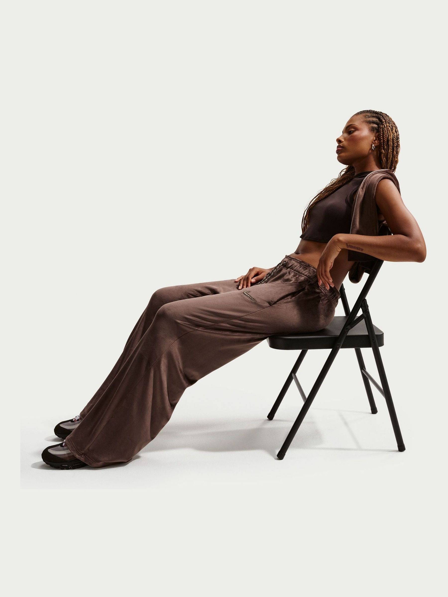 Buy Nike Baroque Brown High Rise Wide Leg Velour Joggers from Next