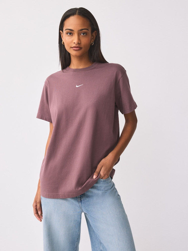 Nike Purple Sportswear Essential Oversized T-Shirt - Image 1 of 10