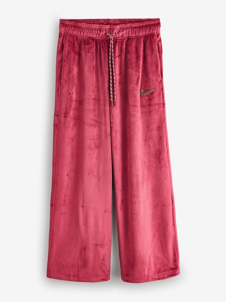 Nike Team Crimson Red High Rise Wide Leg Velour Joggers - Image 1 of 1