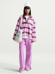 Nike Magenta Pink Striped Rugby Polo Sweatshirt - Image 1 of 5