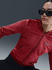 Nike Team Crimson Red Velour Full-Zip Hoodie - Image 5 of 5