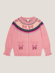 Monsoon Pink Butterfly Fair Isle Cardigan - Image 1 of 3