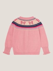 Monsoon Pink Butterfly Fair Isle Cardigan - Image 2 of 3