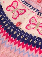 Monsoon Pink Butterfly Fair Isle Cardigan - Image 3 of 3