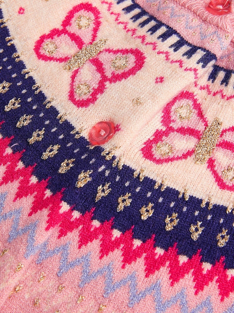 Monsoon Pink Butterfly Fair Isle Cardigan - Image 3 of 3