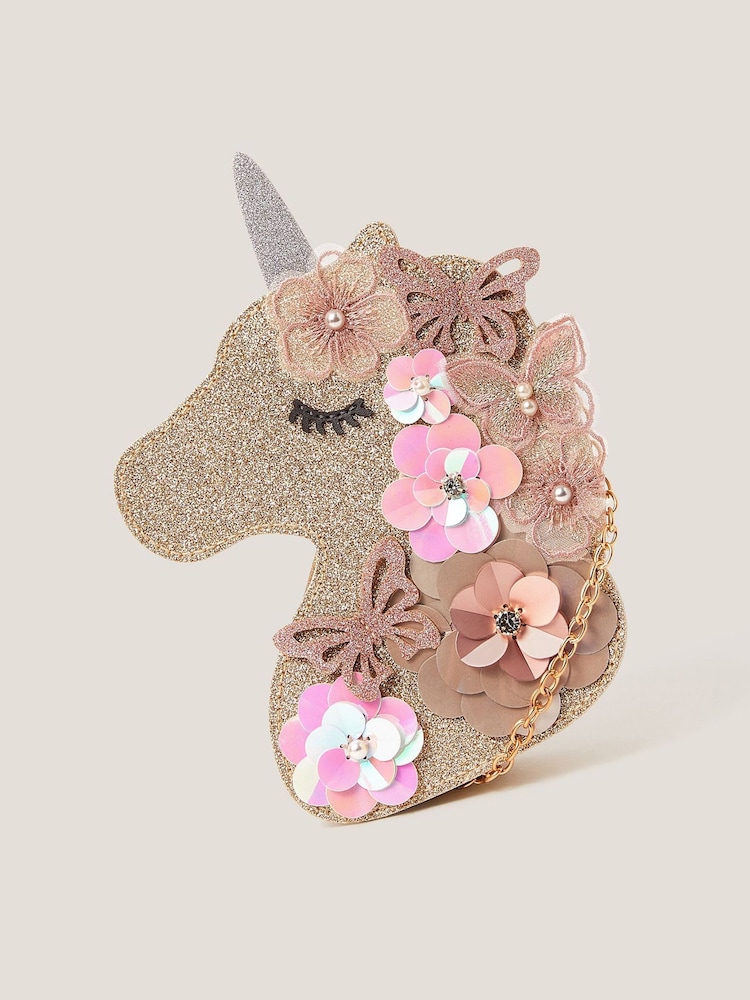 Monsoon Gold Ella Sequin Flower Unicorn Bag - Image 1 of 4