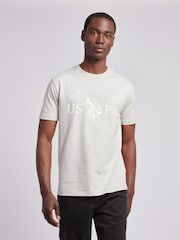 U.S. Polo Assn. Grey Mens Graphic Print 100% Cotton T-Shirt - Image 1 of 9