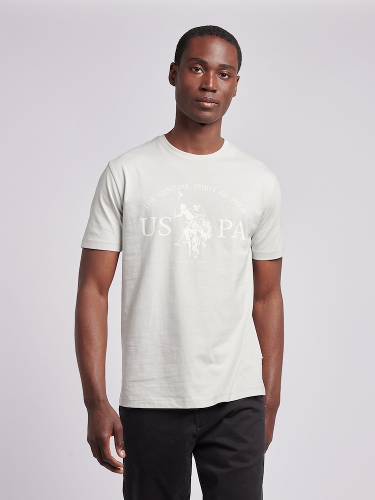 U.S. Polo Assn. Grey Mens Graphic Print 100% Cotton T-Shirt - Image 1 of 9
