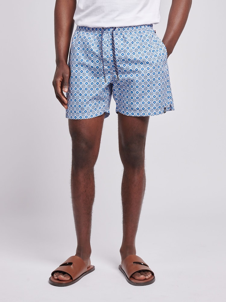 U.S. Polo Assn. Blue Mens Geo Swim Shorts - Image 1 of 5