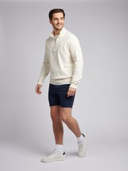 U.S. Polo Assn Cream Mens 1/4 Zip Sweatshirt - Image 3 of 8