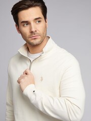U.S. Polo Assn Cream Mens 1/4 Zip Sweatshirt - Image 4 of 8