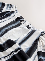 Blue/Ecru Stripe Twist Neck Long Sleeve Blouse - Image 6 of 7