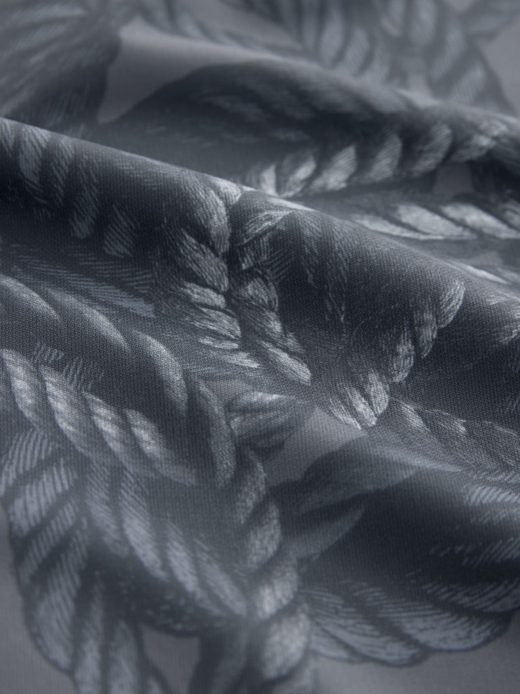 Grey Rope Print Twist Neck Long Sleeve Blouse - Image 7 of 7