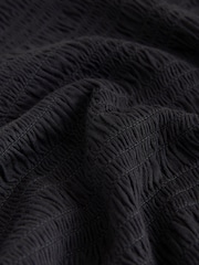 Zwart - Shirred Long Sleeve Slash Neck Top - Afbeelding 8 van 8