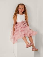 Monsoon Pink Cancan Sleeveless Bow Ruffle Dress - Image 1 of 4