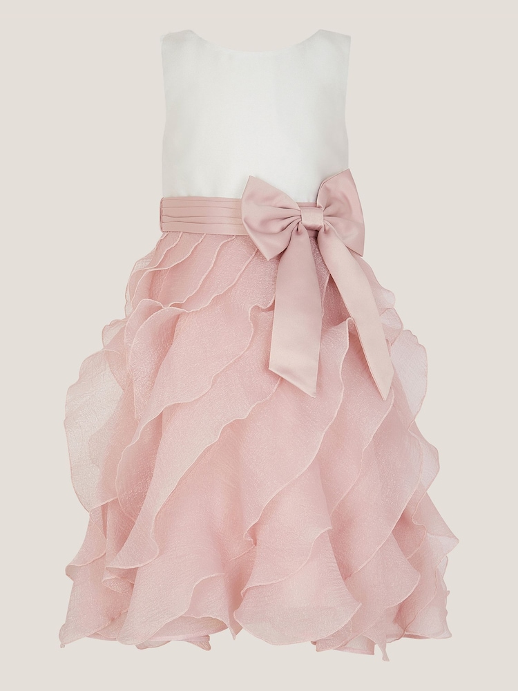 Monsoon Pink Cancan Sleeveless Bow Ruffle Dress - Image 2 of 4 Monsoon Pink Cancan Sleeveless Bow Ruffle Dress - Image 2 of 4