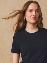 marine - Haut Col rond à manches courtes en crêpe - Image 4 sur 7