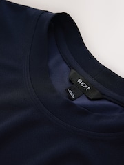 marine - Haut Col rond à manches courtes en crêpe - Image 6 sur 7