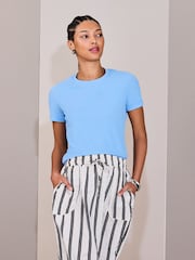 Azul - Crepe Short Sleeve Crew Neck Top - Imagen 1 de 8