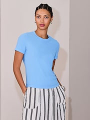 Azul - Crepe Short Sleeve Crew Neck Top - Imagen 3 de 8