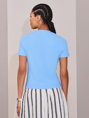 Azul - Crepe Short Sleeve Crew Neck Top - Imagen 4 de 8
