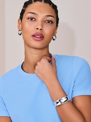 Azul - Crepe Short Sleeve Crew Neck Top - Imagen 5 de 8