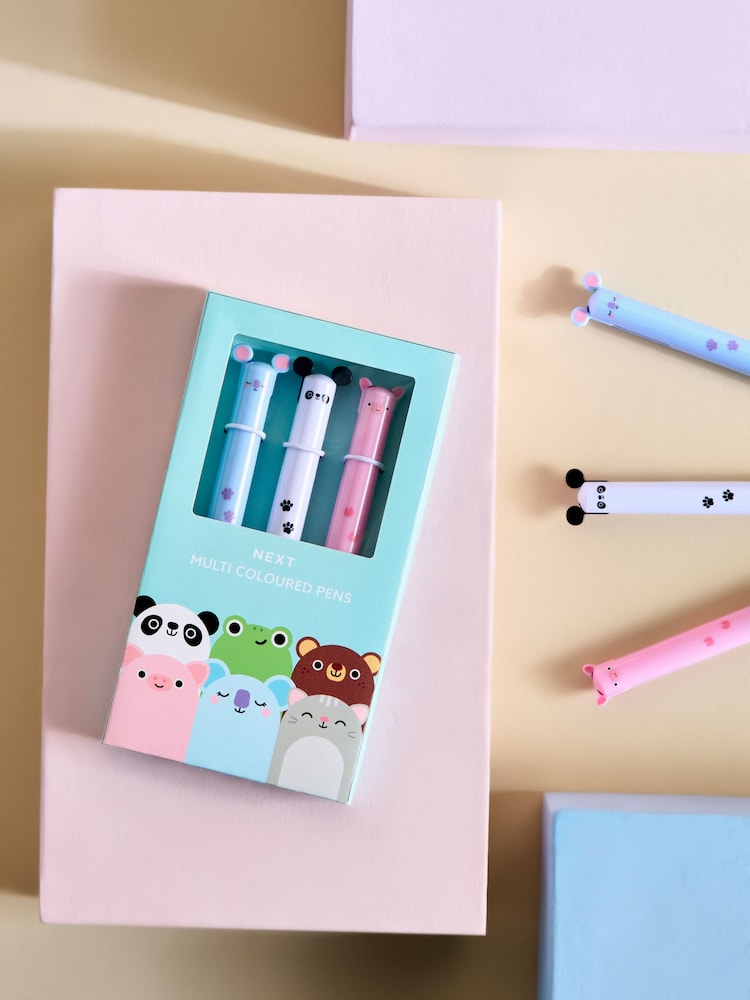 Multicolour Cute Animals Pens Set of 3 - Image 1 of 4