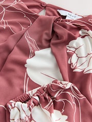 Rose à Imprimé Fleuri - Chemisier manches longues à col torsadé - Image 6 sur 7