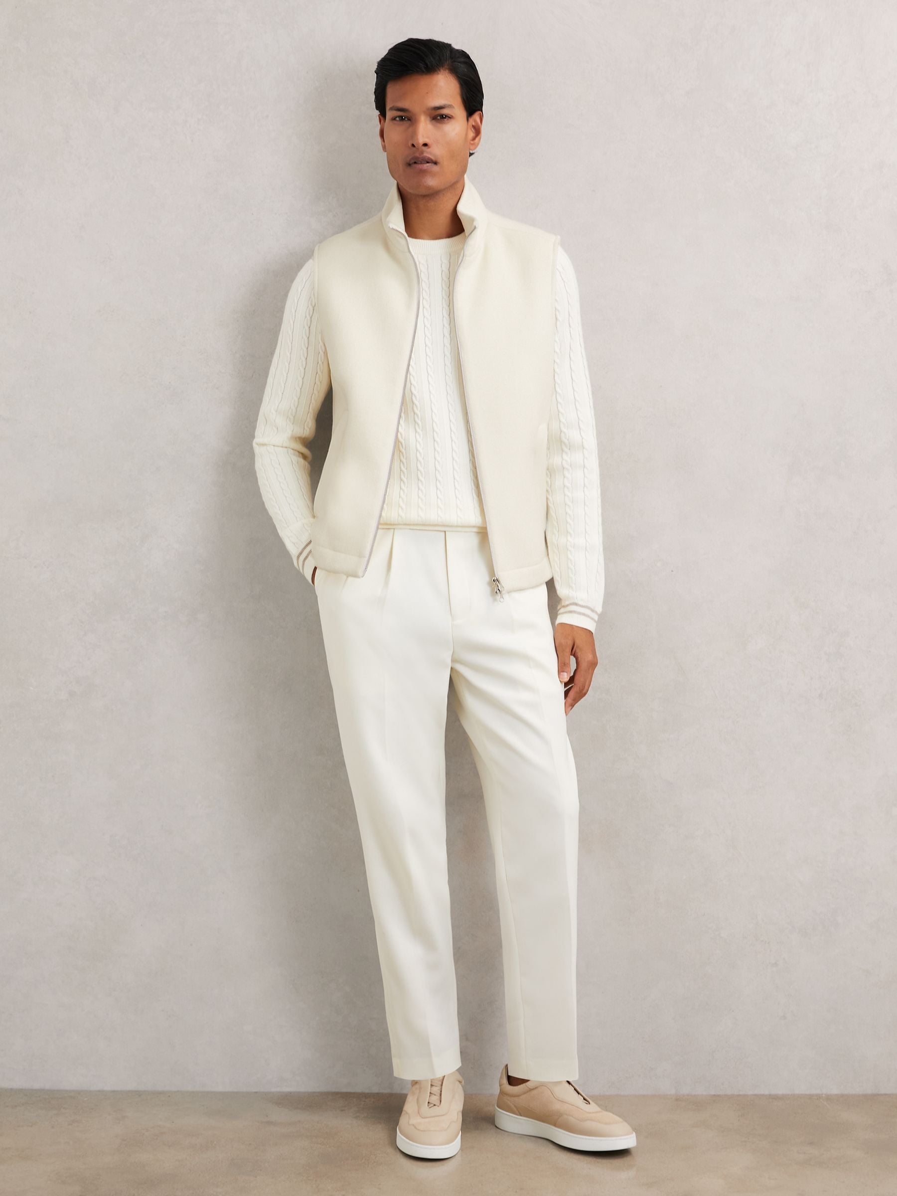 Buy Reiss Off White Hewitt Wool-Blend Funnel-Neck Gilet from the