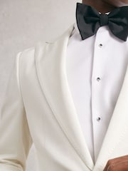 Reiss Ivory Bunce Textured Single-Breasted Blazer Tailored-Fit Cotton-Blend - Image 6 of 9