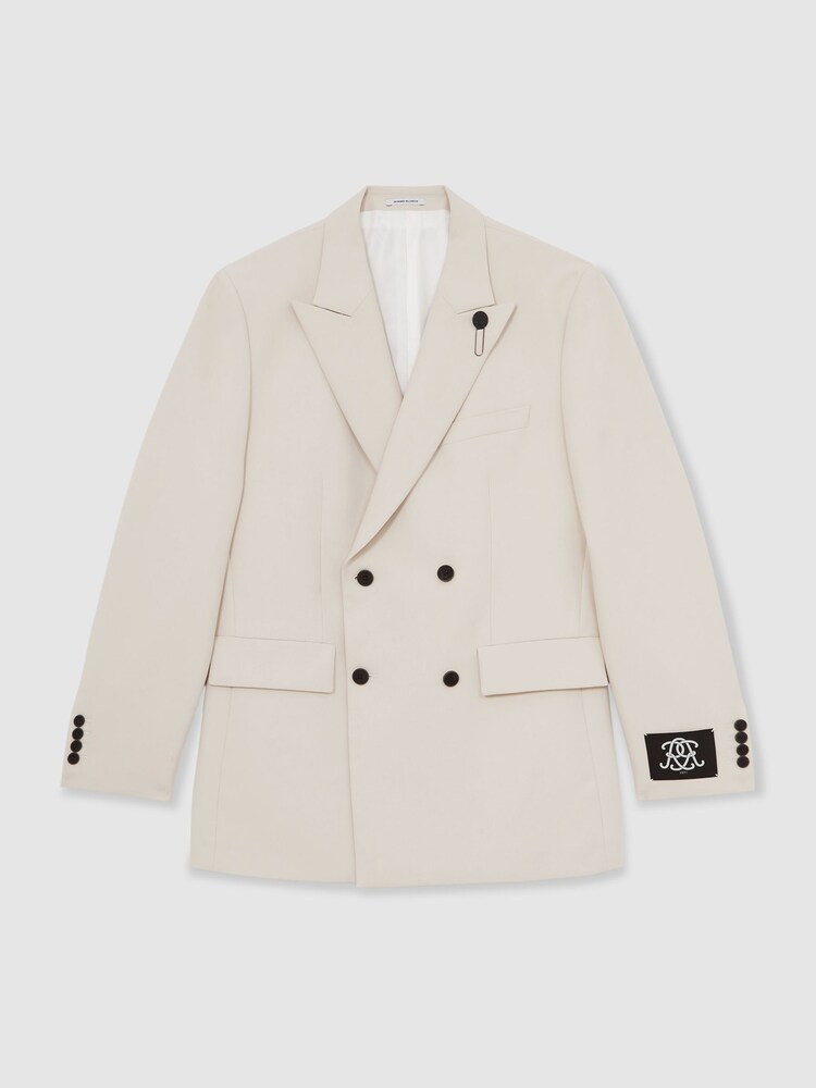 Reiss Stone Elder Monogram Relaxed Double-Breasted Blazer - Image 2 of 9