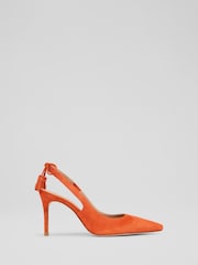 LK Bennett Orange Cary Suede Tassel Slingback Courts - Image 1 of 3