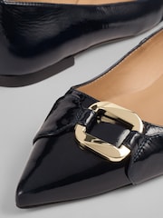 LK Bennett Blue Oloid Crinkled Patent Leather Pointed Flats - Image 3 of 4
