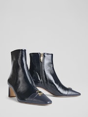 LK Bennett Blue Oloid Blue Patent Leather Ankle Boots - Image 3 of 4