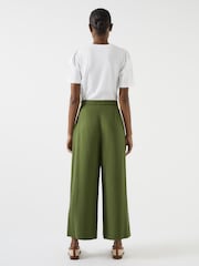 LK Bennett Green Frances Dark Watercress Lyocell Pleat Front Full Trousers - Image 3 of 4