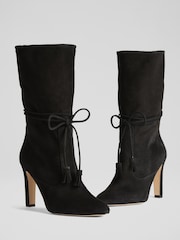 LK Bennett Black Eliza Tassel Ruched Leather Ankle Boots - Image 3 of 4