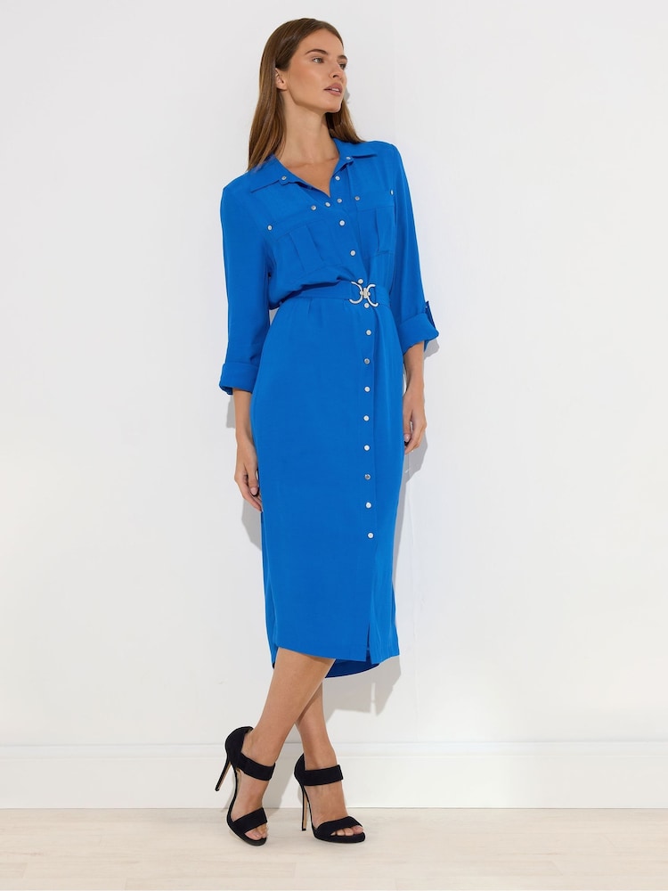 Star by Julien MacDonald Blue Buckle Detail Shirt Dress - Image 2 of 6