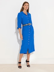 Star by Julien MacDonald Blue Buckle Detail Shirt Dress - Image 3 of 6