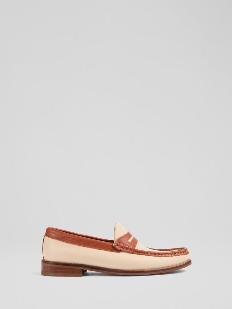LK Bennett Natural Solaris Leather Penny Slot Tuxe Loafers - Image 1 of 4