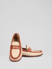 LK Bennett Natural Solaris Leather Penny Slot Tuxe Loafers - Image 3 of 4