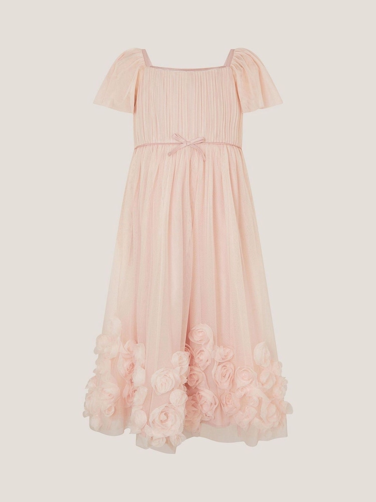 Monsoon Pink Evangaline Rose Appliqué Tulle Dress - Image 1 of 1