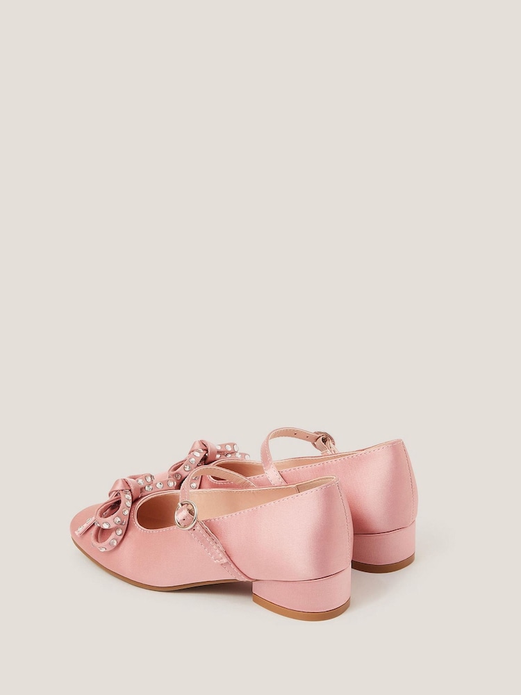 Monsoon Pink Diamante Bow Ballet Heels - Image 2 of 3 Monsoon Pink Diamante Bow Ballet Heels - Image 2 of 3
