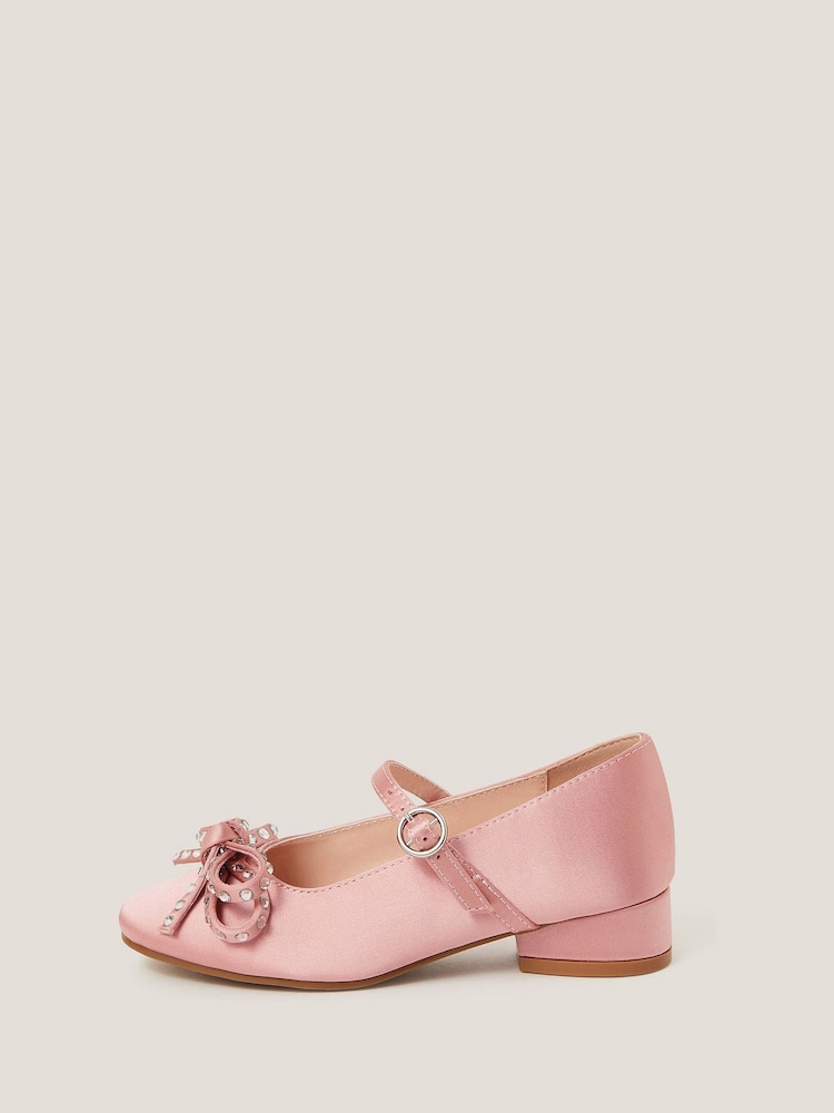 Monsoon Pink Diamante Bow Ballet Heels - Image 3 of 3